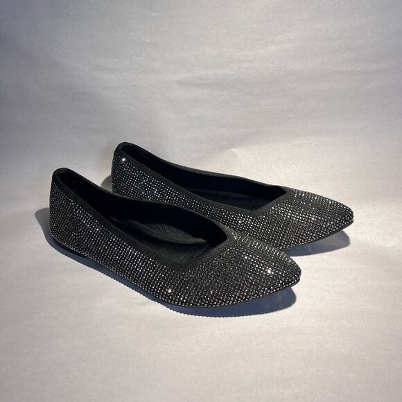 Torrid Rhinestone Point Toe Black Flats Size 9 WW - Picture 3 of 10